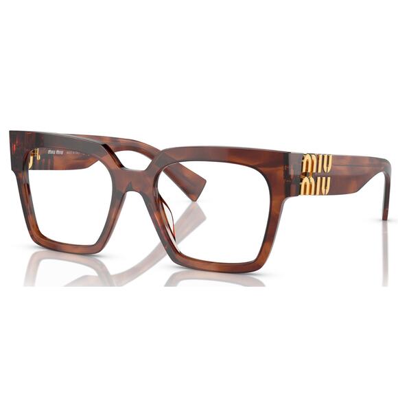 Miu Miu Woman Optical Frames Acetate Brown Transparent Squared Normal - Picture 1 of 6